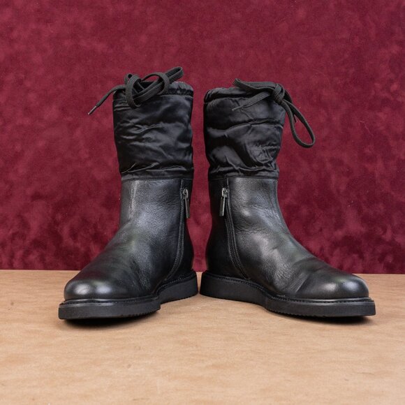 Aquatalia Women Camila Black Leather Narrow Lace-up Mid Calf Boots sz 6.5 - Picture 2 of 8